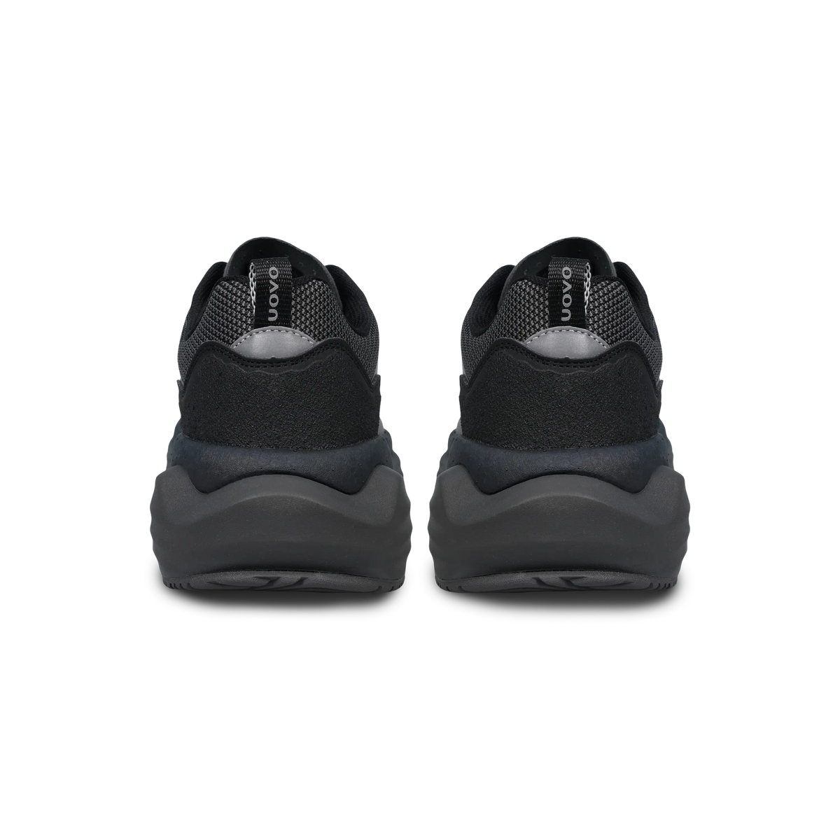 Pair of UOVO Flow sneakers in Midnight Black, back view